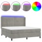 vidaXL Boxspringbett mit Matratze & LED Hellgrau 180x200 cm Samt vidaXL Boxspringbett mit Matratze & LED Hellgrau 180x200 cm Samt