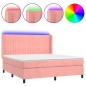 vidaXL Boxspringbett mit Matratze & LED Rosa 160x200 cm Samt vidaXL Boxspringbett mit Matratze & LED Rosa 160x200 cm Samt