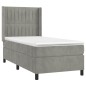 vidaXL Boxspringbett mit Matratze & LED Hellgrau 90x200 cm Samt vidaXL Boxspringbett mit Matratze & LED Hellgrau 90x200 cm Samt