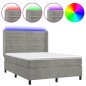 vidaXL Boxspringbett mit Matratze & LED Hellgrau 140x190 cm Samt vidaXL Boxspringbett mit Matratze & LED Hellgrau 140x190 cm Samt
