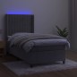 vidaXL Boxspringbett mit Matratze & LED Hellgrau 100x200 cm Samt vidaXL Boxspringbett mit Matratze & LED Hellgrau 100x200 cm Samt