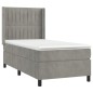 vidaXL Boxspringbett mit Matratze & LED Hellgrau 100x200 cm Samt vidaXL Boxspringbett mit Matratze & LED Hellgrau 100x200 cm Samt