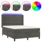 vidaXL Boxspringbett mit Matratze & LED Dunkelgrau 140x200 cm Samt vidaXL Boxspringbett mit Matratze & LED Dunkelgrau 140x200 cm Samt