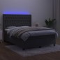 vidaXL Boxspringbett mit Matratze & LED Dunkelgrau 140x200 cm Samt vidaXL Boxspringbett mit Matratze & LED Dunkelgrau 140x200 cm Samt