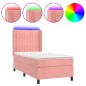 vidaXL Boxspringbett mit Matratze & LED Rosa 80x200 cm Samt vidaXL Boxspringbett mit Matratze & LED Rosa 80x200 cm Samt