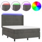 vidaXL Boxspringbett mit Matratze & LED Dunkelgrau 140x190 cm Samt vidaXL Boxspringbett mit Matratze & LED Dunkelgrau 140x190 cm Samt