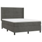 vidaXL Boxspringbett mit Matratze & LED Dunkelgrau 140x190 cm Samt vidaXL Boxspringbett mit Matratze & LED Dunkelgrau 140x190 cm Samt