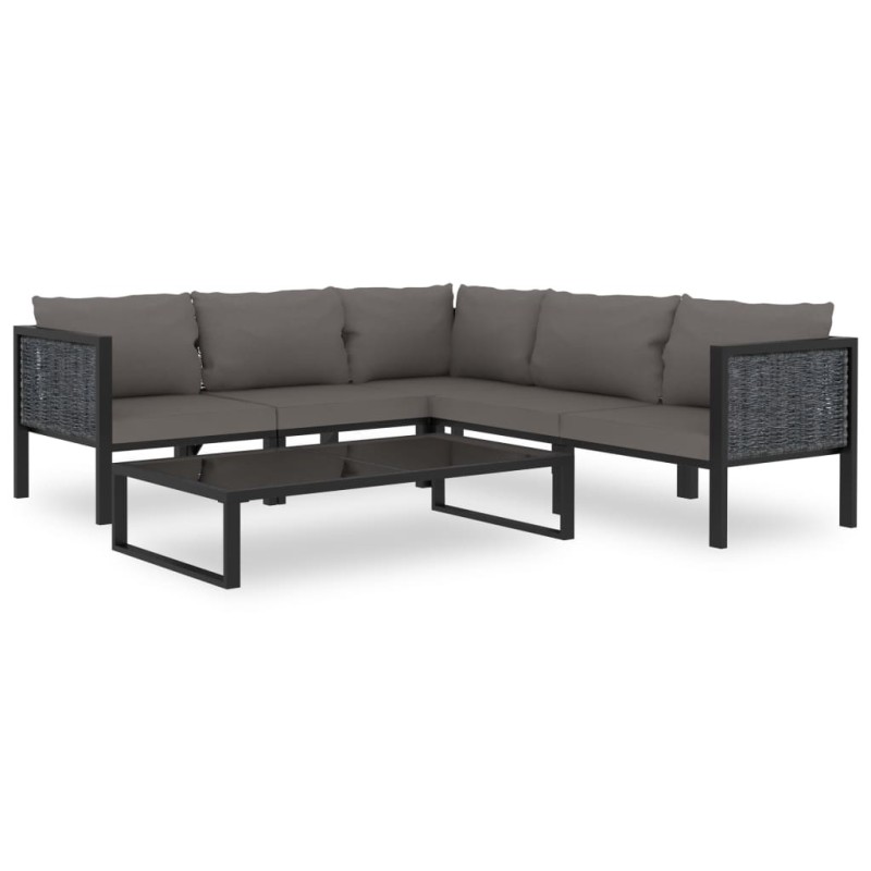 6-tlg. Garten-Lounge-Set mit Auflagen Poly Rattan Anthrazit 6-tlg. Garten-Lounge-Set mit Auflagen Poly Rattan Anthrazit