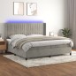 vidaXL Boxspringbett mit Matratze & LED Hellgrau 200x200 cm Samt vidaXL Boxspringbett mit Matratze & LED Hellgrau 200x200 cm Samt