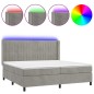 vidaXL Boxspringbett mit Matratze & LED Hellgrau 200x200 cm Samt vidaXL Boxspringbett mit Matratze & LED Hellgrau 200x200 cm Samt