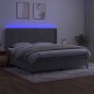 vidaXL Boxspringbett mit Matratze & LED Hellgrau 200x200 cm Samt vidaXL Boxspringbett mit Matratze & LED Hellgrau 200x200 cm Samt