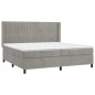 vidaXL Boxspringbett mit Matratze & LED Hellgrau 200x200 cm Samt vidaXL Boxspringbett mit Matratze & LED Hellgrau 200x200 cm Samt