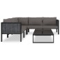 6-tlg. Garten-Lounge-Set mit Auflagen Poly Rattan Anthrazit 6-tlg. Garten-Lounge-Set mit Auflagen Poly Rattan Anthrazit