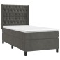 vidaXL Boxspringbett mit Matratze & LED Dunkelgrau 90x190 cm Samt vidaXL Boxspringbett mit Matratze & LED Dunkelgrau 90x190 cm Samt