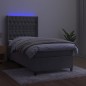 vidaXL Boxspringbett mit Matratze & LED Hellgrau 80x200 cm Samt vidaXL Boxspringbett mit Matratze & LED Hellgrau 80x200 cm Samt