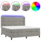 vidaXL Boxspringbett mit Matratze & LED Hellgrau 160x200 cm Samt vidaXL Boxspringbett mit Matratze & LED Hellgrau 160x200 cm Samt