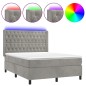 vidaXL Boxspringbett mit Matratze & LED Hellgrau 140x190 cm Samt vidaXL Boxspringbett mit Matratze & LED Hellgrau 140x190 cm Samt