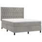 vidaXL Boxspringbett mit Matratze & LED Hellgrau 140x190 cm Samt vidaXL Boxspringbett mit Matratze & LED Hellgrau 140x190 cm Samt