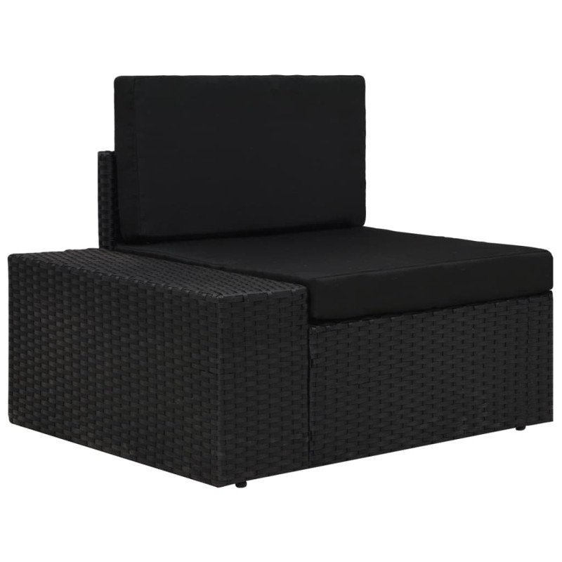Modulares Sofa-Eckteil mit Armlehne (rechts) Poly Rattan Schwarz Modulares Sofa-Eckteil mit Armlehne (rechts) Poly Rattan Schwarz