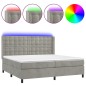 vidaXL Boxspringbett mit Matratze & LED Hellgrau 200x200 cm Samt vidaXL Boxspringbett mit Matratze & LED Hellgrau 200x200 cm Samt