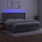 vidaXL Boxspringbett mit Matratze & LED Hellgrau 200x200 cm Samt vidaXL Boxspringbett mit Matratze & LED Hellgrau 200x200 cm Samt