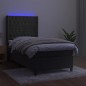 vidaXL Boxspringbett mit Matratze & LED Dunkelgrau 80x200 cm Samt vidaXL Boxspringbett mit Matratze & LED Dunkelgrau 80x200 cm Samt
