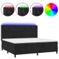 vidaXL Boxspringbett mit Matratze & LED Schwarz 200x200 cm Samt vidaXL Boxspringbett mit Matratze & LED Schwarz 200x200 cm Samt
