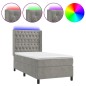 vidaXL Boxspringbett mit Matratze & LED Hellgrau 100x200 cm Samt vidaXL Boxspringbett mit Matratze & LED Hellgrau 100x200 cm Samt