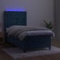 vidaXL Boxspringbett mit Matratze & LED Dunkelblau 90x190 cm Samt vidaXL Boxspringbett mit Matratze & LED Dunkelblau 90x190 cm Samt