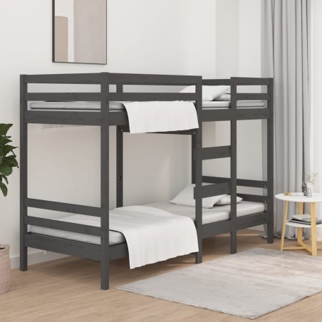 vidaXL Etagenbett Grau 90x190 cm Massivholz Kiefer