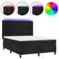 vidaXL Boxspringbett mit Matratze & LED Schwarz 140x200 cm Samt vidaXL Boxspringbett mit Matratze & LED Schwarz 140x200 cm Samt
