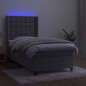 vidaXL Boxspringbett mit Matratze & LED Hellgrau 90x200 cm Samt vidaXL Boxspringbett mit Matratze & LED Hellgrau 90x200 cm Samt