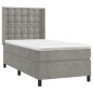 vidaXL Boxspringbett mit Matratze & LED Hellgrau 90x200 cm Samt vidaXL Boxspringbett mit Matratze & LED Hellgrau 90x200 cm Samt