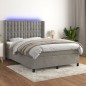 vidaXL Boxspringbett mit Matratze & LED Hellgrau 140x200 cm Samt vidaXL Boxspringbett mit Matratze & LED Hellgrau 140x200 cm Samt