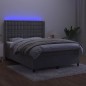 vidaXL Boxspringbett mit Matratze & LED Hellgrau 140x200 cm Samt vidaXL Boxspringbett mit Matratze & LED Hellgrau 140x200 cm Samt