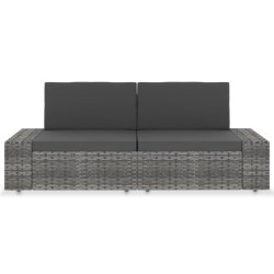 vidaXL Modulares 2-Sitzer-Sofa Poly Rattan Grau