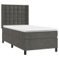 vidaXL Boxspringbett mit Matratze & LED Dunkelgrau 90x190 cm Samt vidaXL Boxspringbett mit Matratze & LED Dunkelgrau 90x190 cm Samt