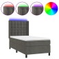 vidaXL Boxspringbett mit Matratze & LED Dunkelgrau 80x200 cm Samt vidaXL Boxspringbett mit Matratze & LED Dunkelgrau 80x200 cm Samt