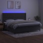 vidaXL Boxspringbett mit Matratze & LED Dunkelgrau 200x200 cm Samt