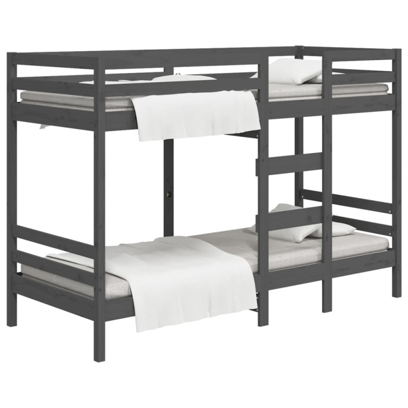 vidaXL Etagenbett Grau 90x200 cm Massivholz Kiefer vidaXL Etagenbett Grau 90x200 cm Massivholz Kiefer