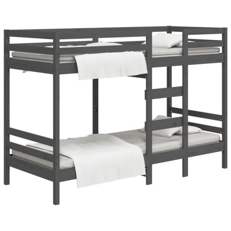 vidaXL Etagenbett Grau 90x200 cm Massivholz Kiefer