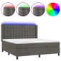 vidaXL Boxspringbett mit Matratze & LED Dunkelgrau 160x200 cm Samt vidaXL Boxspringbett mit Matratze & LED Dunkelgrau 160x200 cm Samt