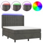 vidaXL Boxspringbett mit Matratze & LED Dunkelgrau 140x200 cm Samt vidaXL Boxspringbett mit Matratze & LED Dunkelgrau 140x200 cm Samt