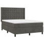 vidaXL Boxspringbett mit Matratze & LED Dunkelgrau 140x200 cm Samt vidaXL Boxspringbett mit Matratze & LED Dunkelgrau 140x200 cm Samt