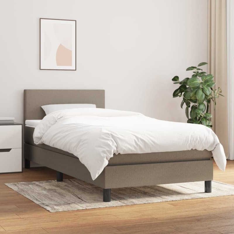 vidaXL Boxspringbett mit Matratze Taupe 90x190 cm Stoff vidaXL Boxspringbett mit Matratze Taupe 90x190 cm Stoff