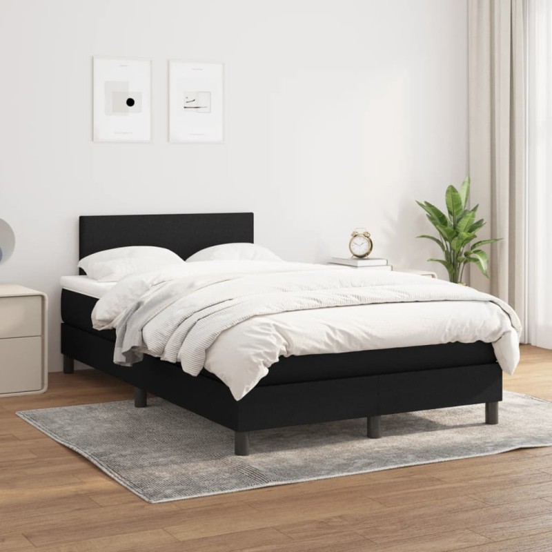 vidaXL Boxspringbett mit Matratze Schwarz 120x200 cm Stoff vidaXL Boxspringbett mit Matratze Schwarz 120x200 cm Stoff