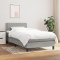 vidaXL Boxspringbett mit Matratze Hellgrau 90x200 cm Stoff vidaXL Boxspringbett mit Matratze Hellgrau 90x200 cm Stoff
