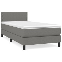 vidaXL Boxspringbett mit Matratze Dunkelgrau 80x200 cm Stoff