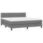 vidaXL Boxspringbett mit Matratze Dunkelgrau 180x200 cm Stoff vidaXL Boxspringbett mit Matratze Dunkelgrau 180x200 cm Stoff