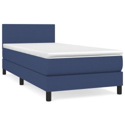 vidaXL Boxspringbett mit Matratze Blau 90x190 cm Stoff